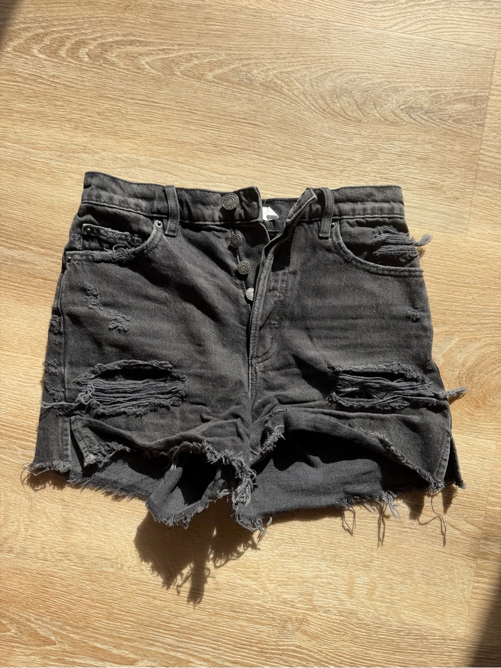 Garage Black Distressed Denim Cutoff Shorts